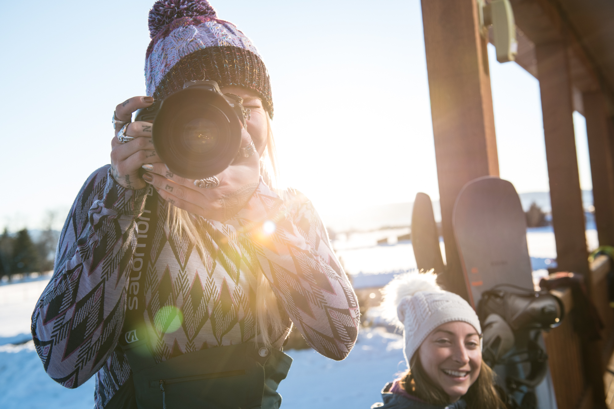 Photographer shooting on a snowy morning during a Smartwool campaign